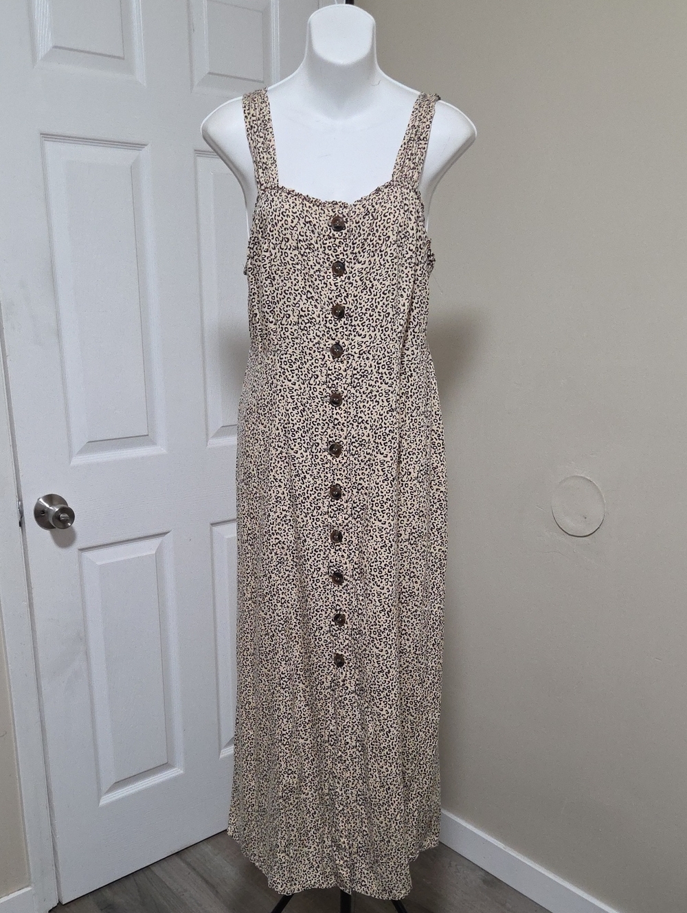Japna Beige Floral Smocked Maxi with Wide Straps